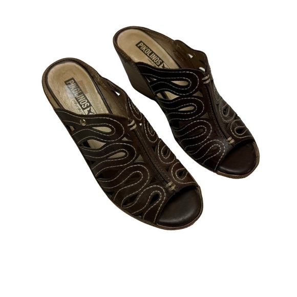 Pikolinos CAPRI CutOut Leather Comfort Wedge Sandal Women's 37 US 6.5-7 - Picture 1 of 8